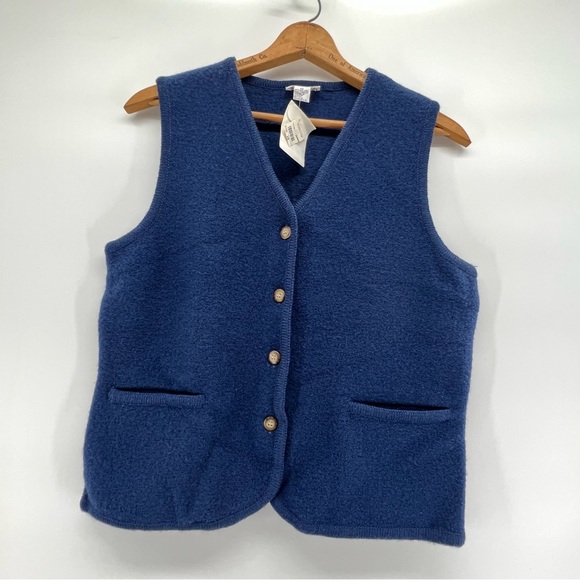 Talbots | Sweaters | Nwt Vtg Talbots Wool Vest Womens Size Blue Button ...